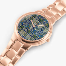Load image into Gallery viewer, Afro Print Ndop-green Stainless Steel Quartz Watch