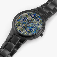 Load image into Gallery viewer, Afro Print Ndop-green Stainless Steel Quartz Watch