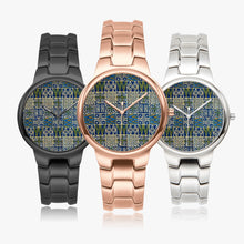 Load image into Gallery viewer, Afro Print Ndop-green Stainless Steel Quartz Watch