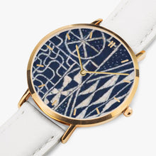 Load image into Gallery viewer, Afro print Ndop Leather Strap Quartz Watch (Rose Gold With Indicators)
