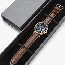 Load image into Gallery viewer, Afro print Ndop Leather Strap Quartz Watch (Rose Gold)