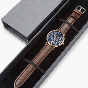 Afro print Ndop Leather Strap Quartz Watch (Rose Gold)