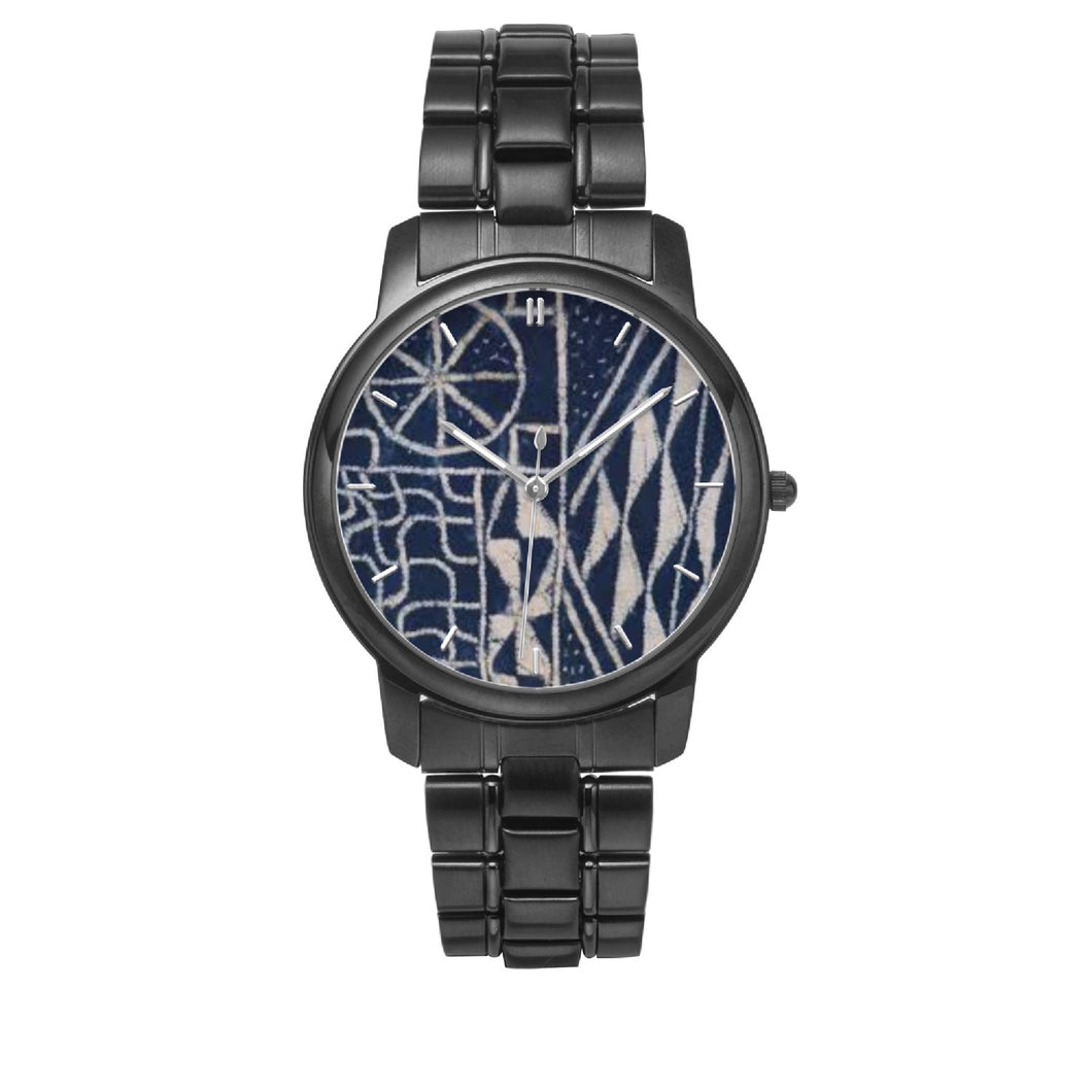 Afro print Ndop Stainless Steel Quartz Watch (With Indicators)