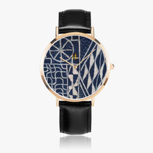 Load image into Gallery viewer, Afro print Ndop Leather Strap Quartz Watch (Rose Gold)