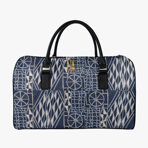 Afro print Ndop Leather Travel Bag