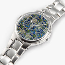 Load image into Gallery viewer, Afro Print Ndop-green Stainless Steel Quartz Watch