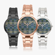 Afro Print Ndop-green Stainless Steel Quartz Watch