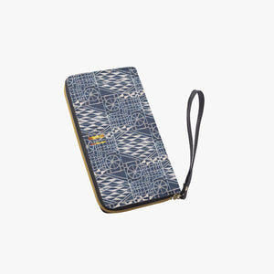 Afro print Ndop Leather Wristlet Clutch Wallet